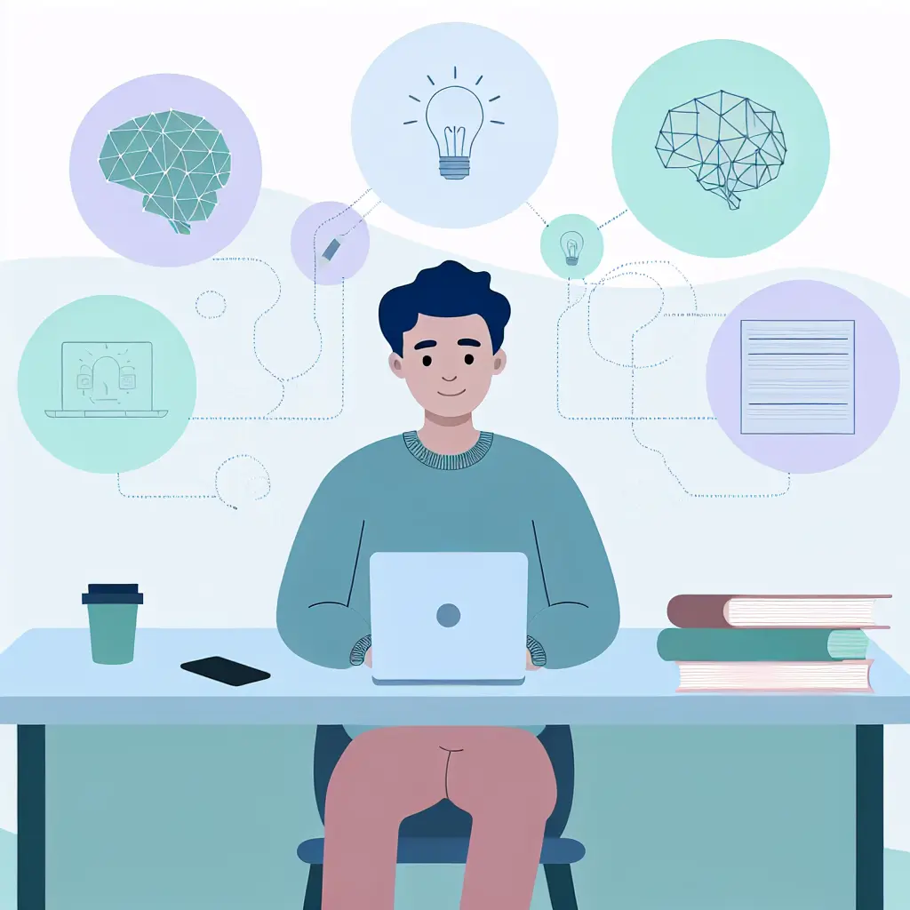 Student werkt samen met AI-technologie voor academisch schrijven