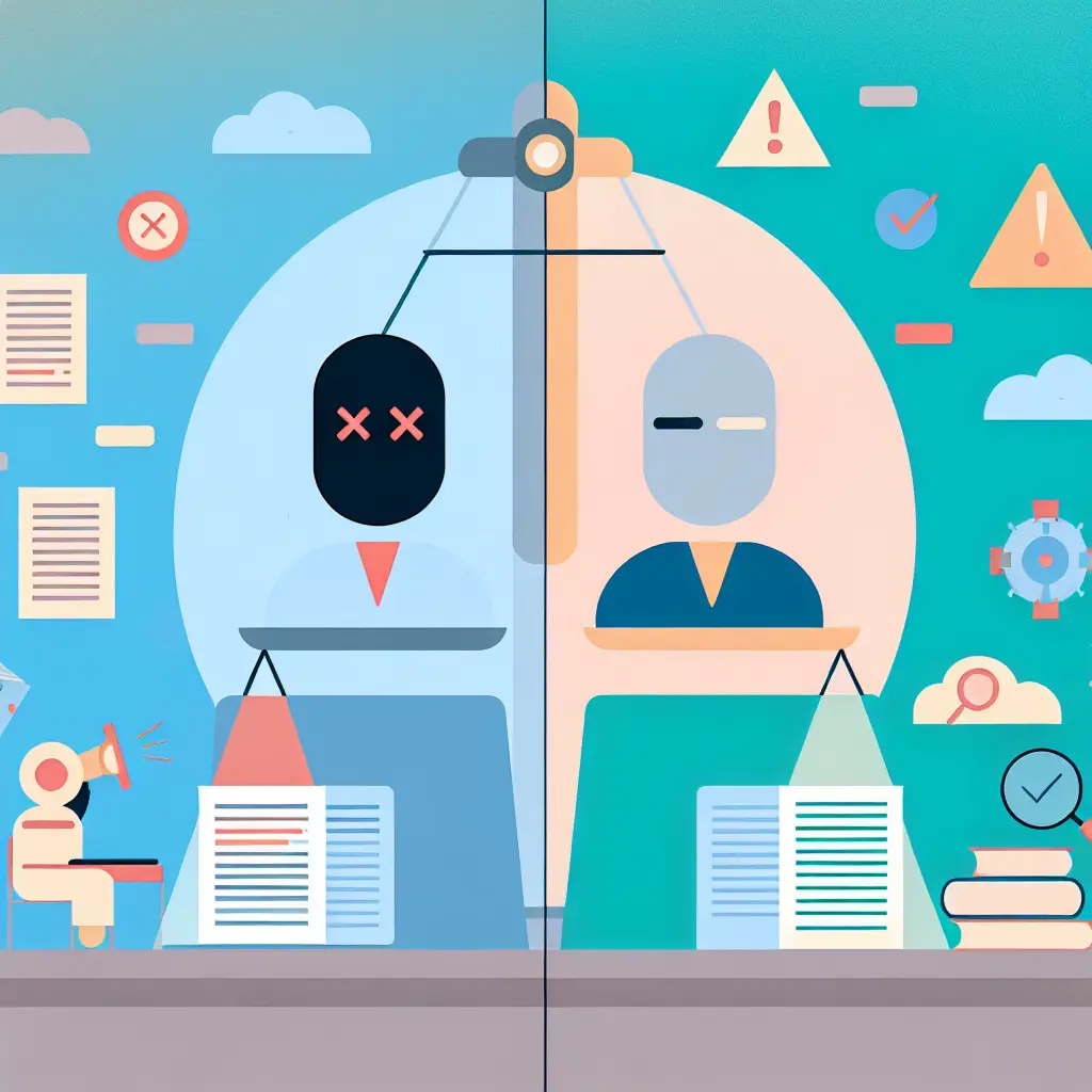 Illustratie van AI-detectie en academische integriteit met vergelijking tussen AI-gegenereerde en menselijke tekst