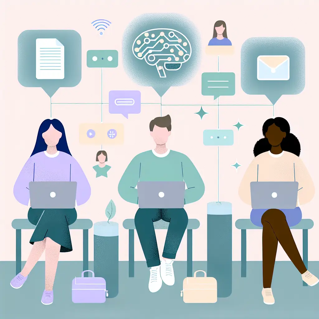 Diverse studenten werken samen met AI-technologie in academische setting