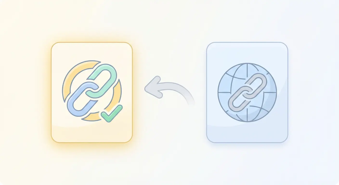 Flat vector illustration comparing the DOI-first rule versus URL citation in APA 7th edition format, with DOI shown as the preferred permanent identifier