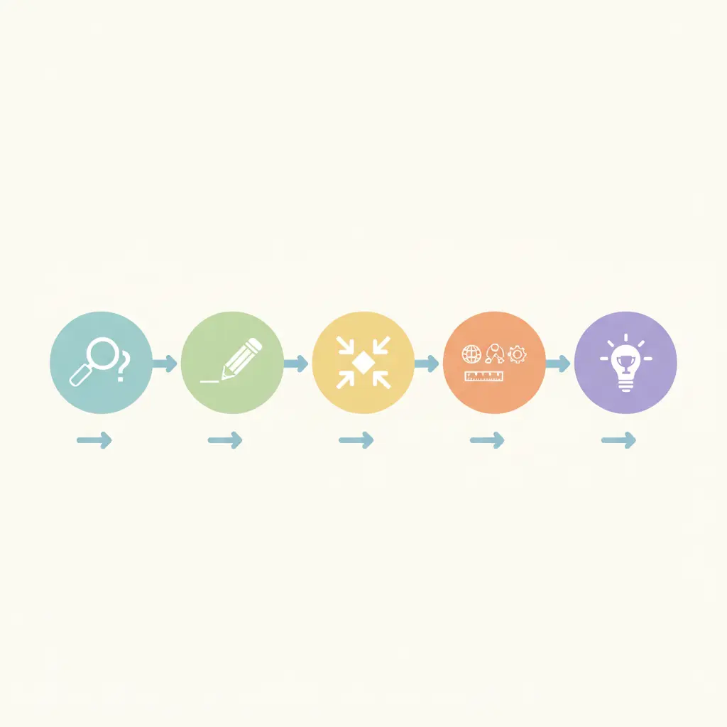 Infographic illustrating the four components of a strong thesis statement: arguable claim, defined scope, clear mechanism, and academic significance