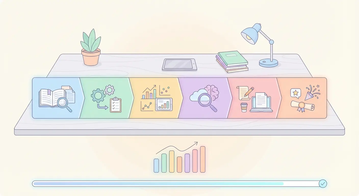 Six-week dissertation writing plan showing colour-coded weekly schedule with daily word count targets and chapter milestones