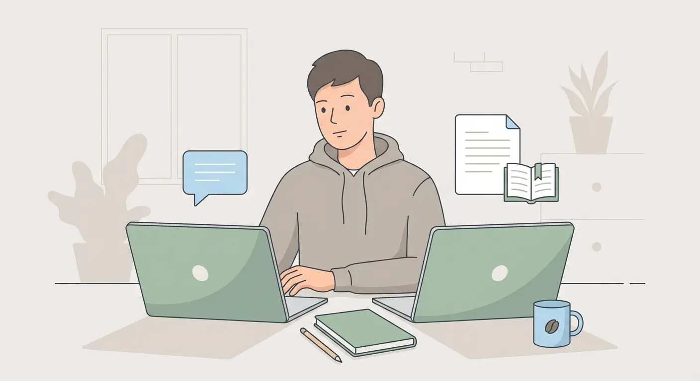 ChatGPT vs Tesify comparison for dissertation writing shown on two laptop screens at a student desk