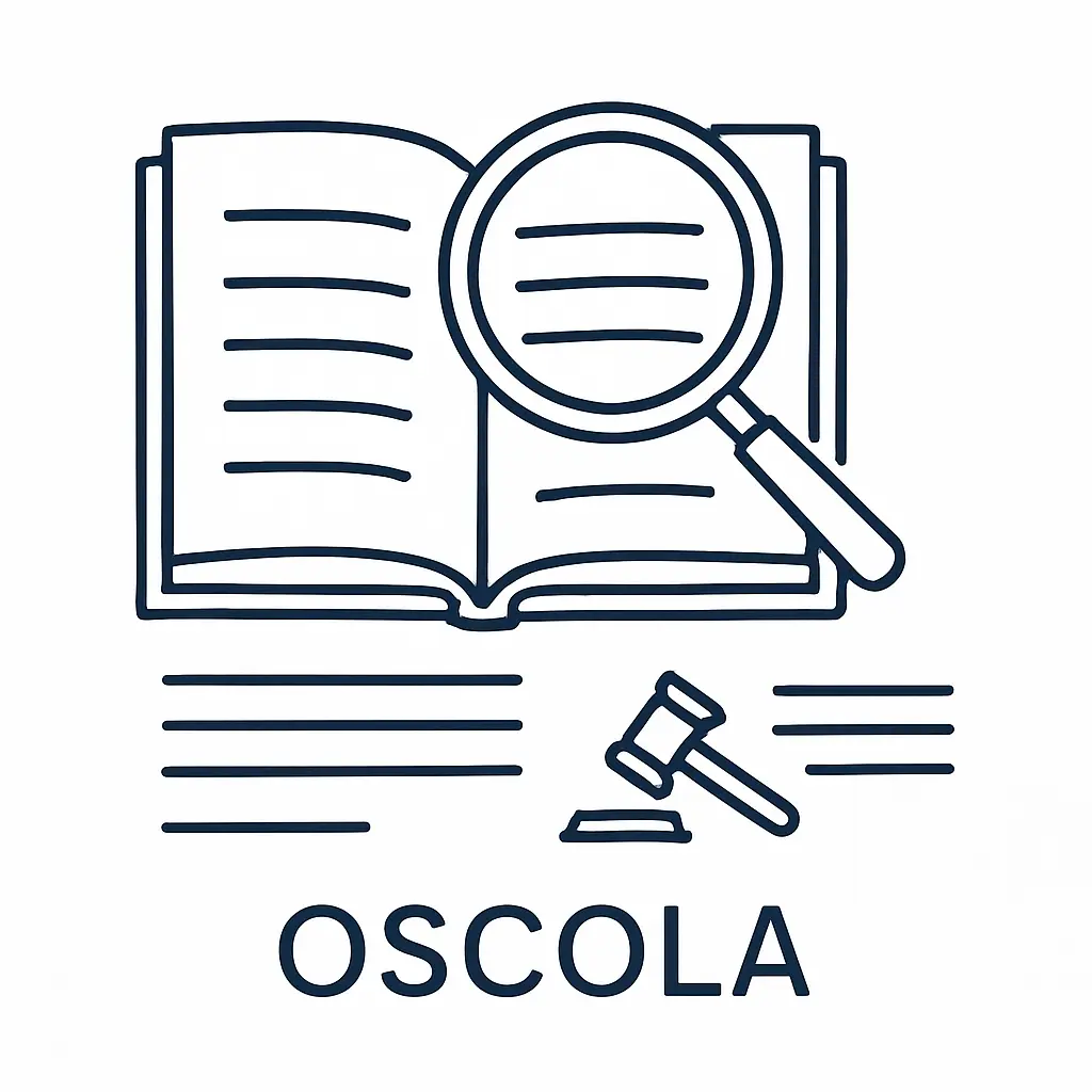Minimalist illustration of an open law book with footnotes representing OSCOLA