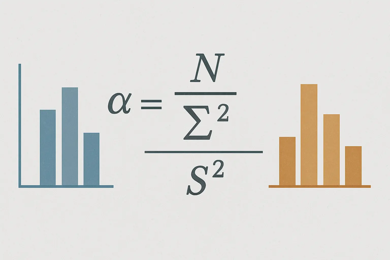 Visual diagram illustrating the Cronbach's alpha formula: item variances summed and divided by composite score variance across N scale items