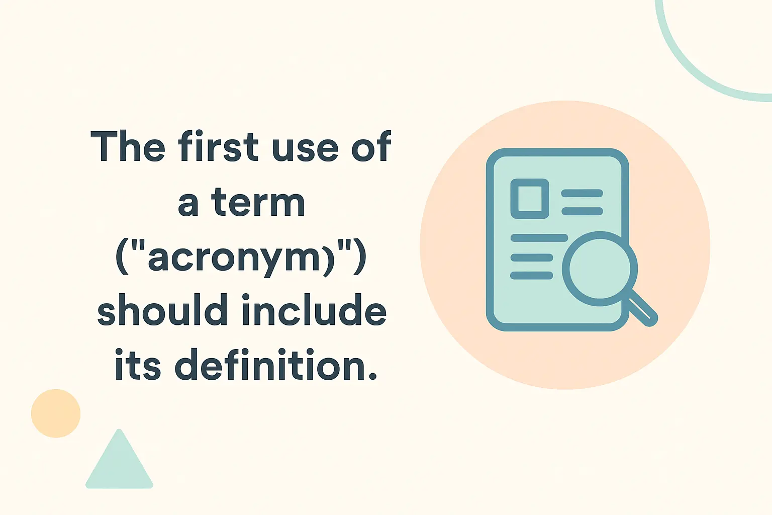 Defining an acronym in full at its first use in the text