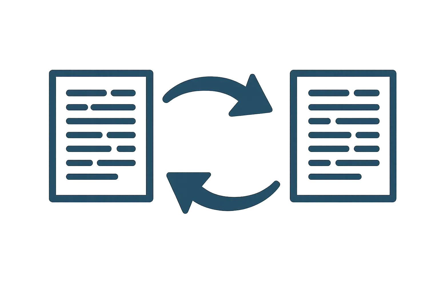 Illustration of original text transforming into paraphrased text through a rewrite process
