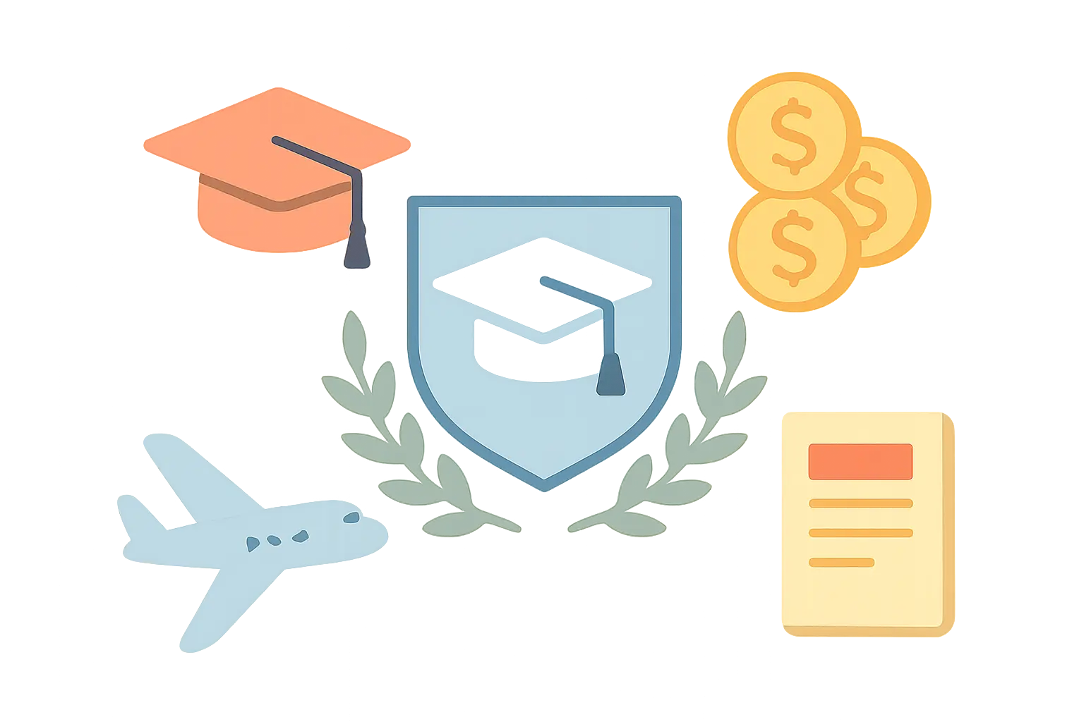 Illustration of scholarship funding components including tuition, stipend, and travel