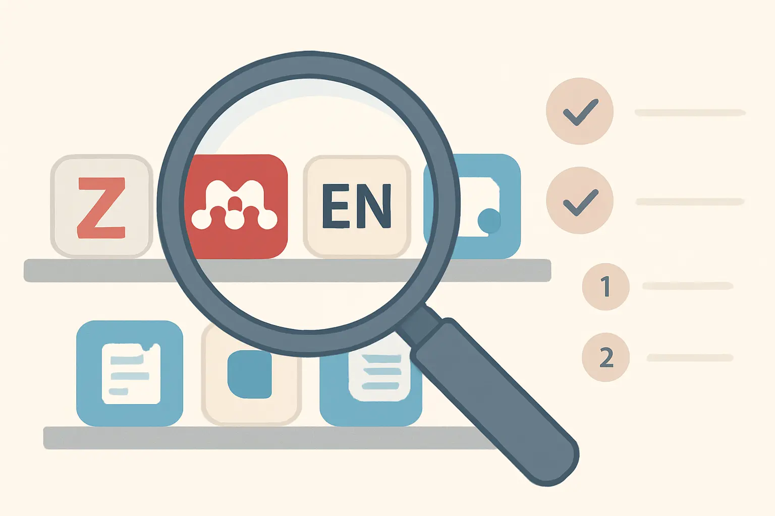 Comparison of five reference manager tools represented as app icons on a shelf