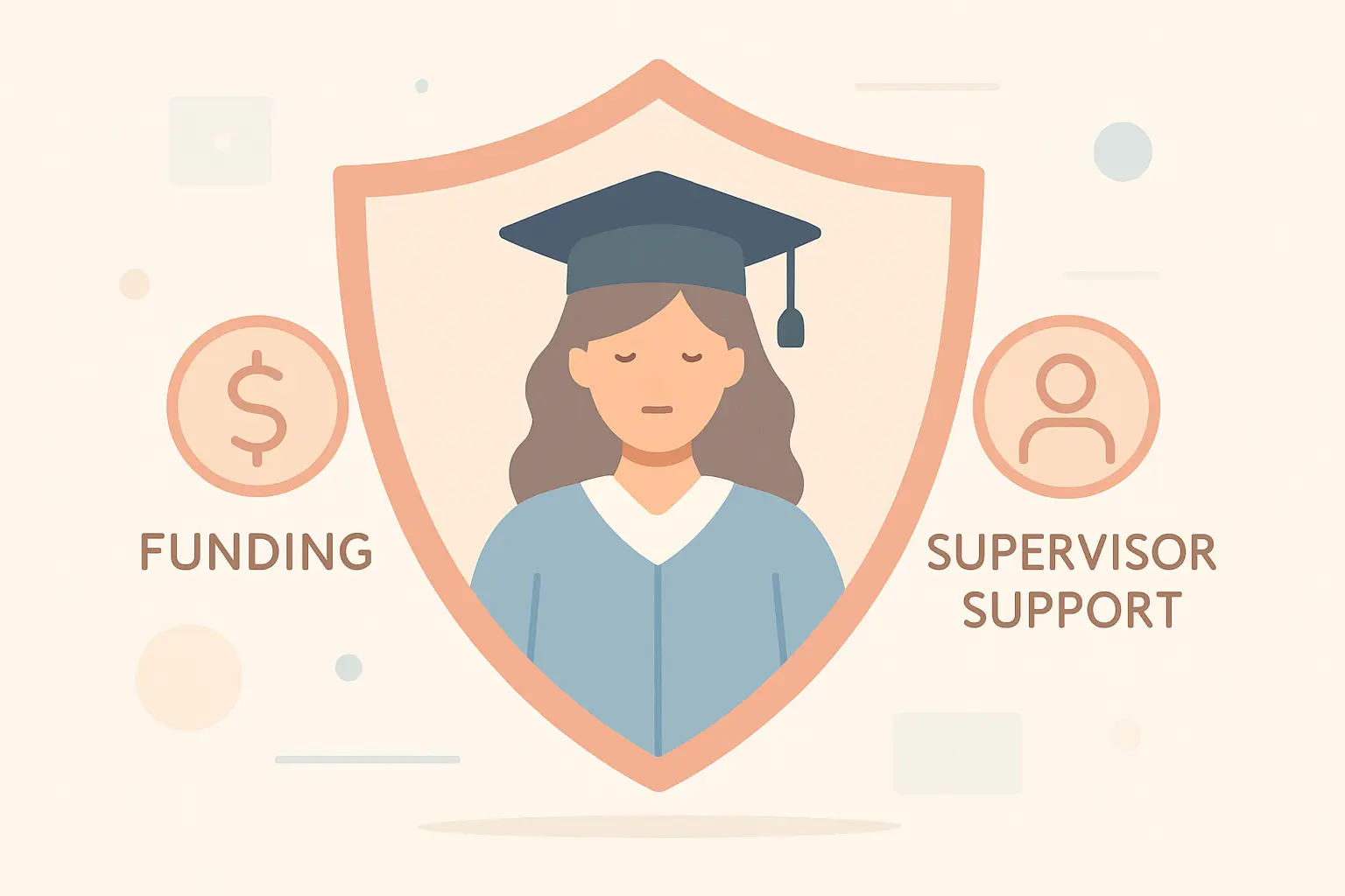 Funding and supervisor support shown as factors protecting PhD completion