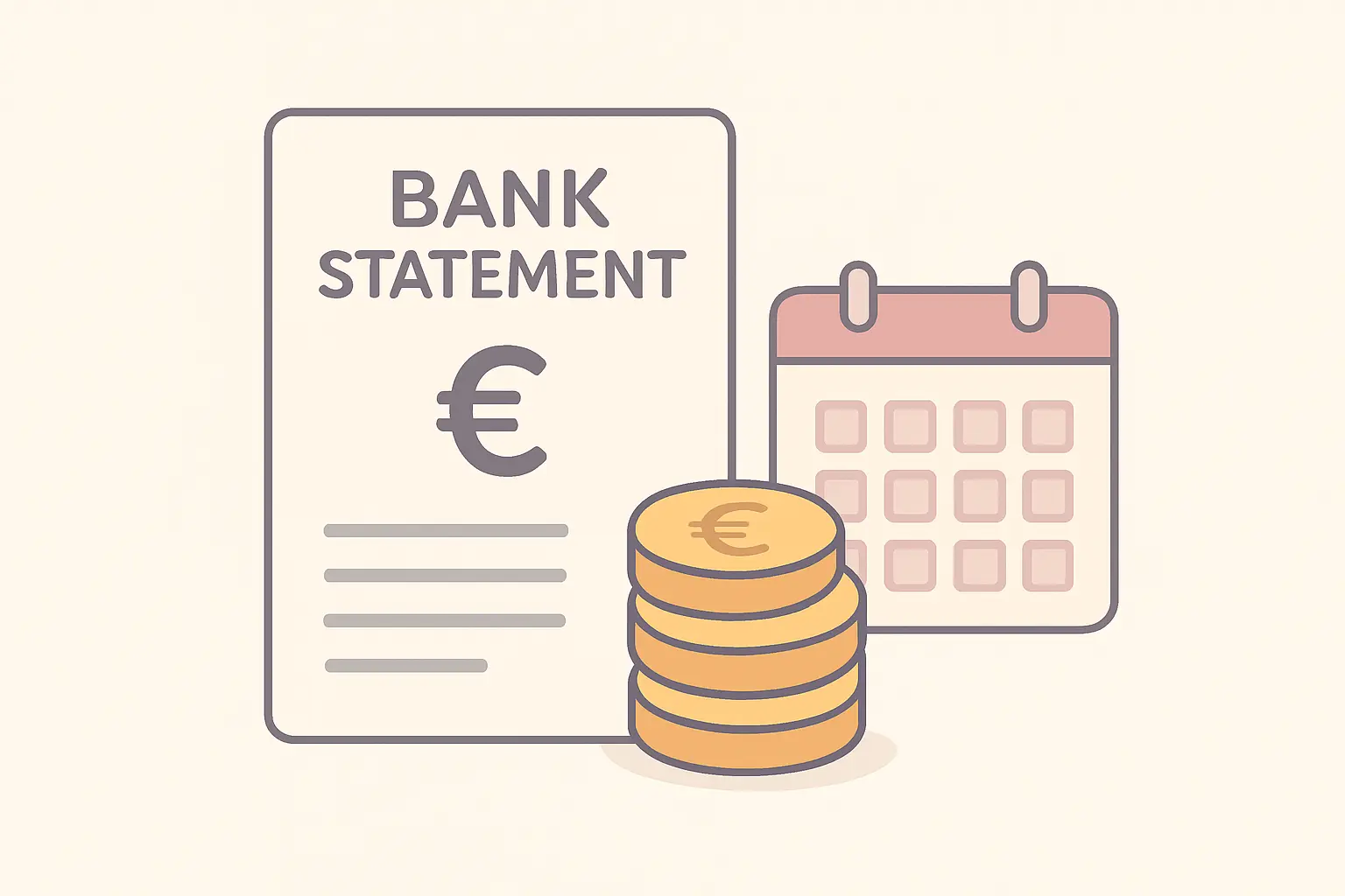 Flat vector illustration of a bank statement showing proof of funds for a student visa application