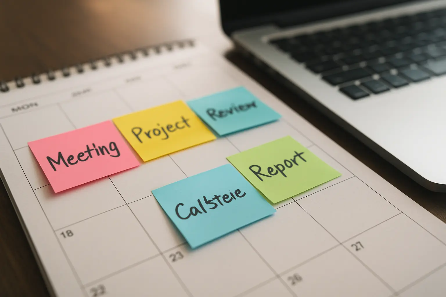 Weekly calendar with colorful sticky notes planning a dissertation chapter writing sprint