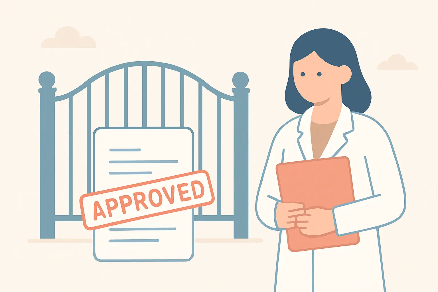 Flat vector illustration of research access gatekeeping and ethics approval in criminology