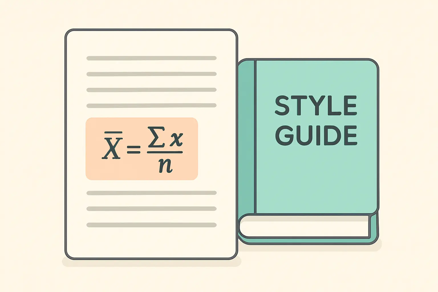 Flat vector illustration of an APA formatted statistical results sentence on a document page