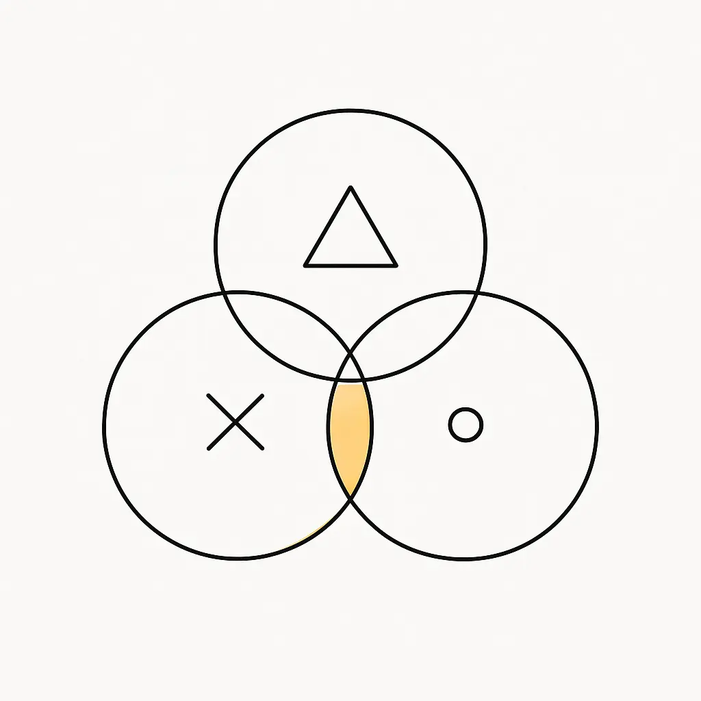 Minimalist line art of three interlocking rings representing the 3Rs principles in animal research