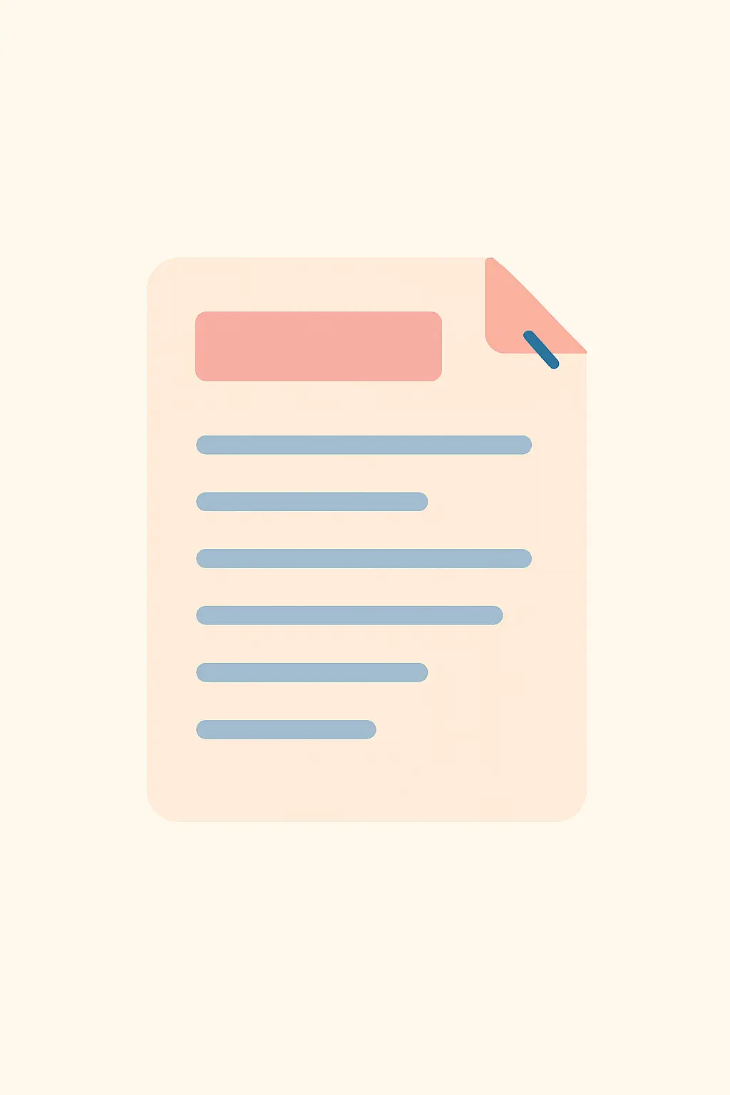 A slim journal article icon with a title bar and a small stack of pages