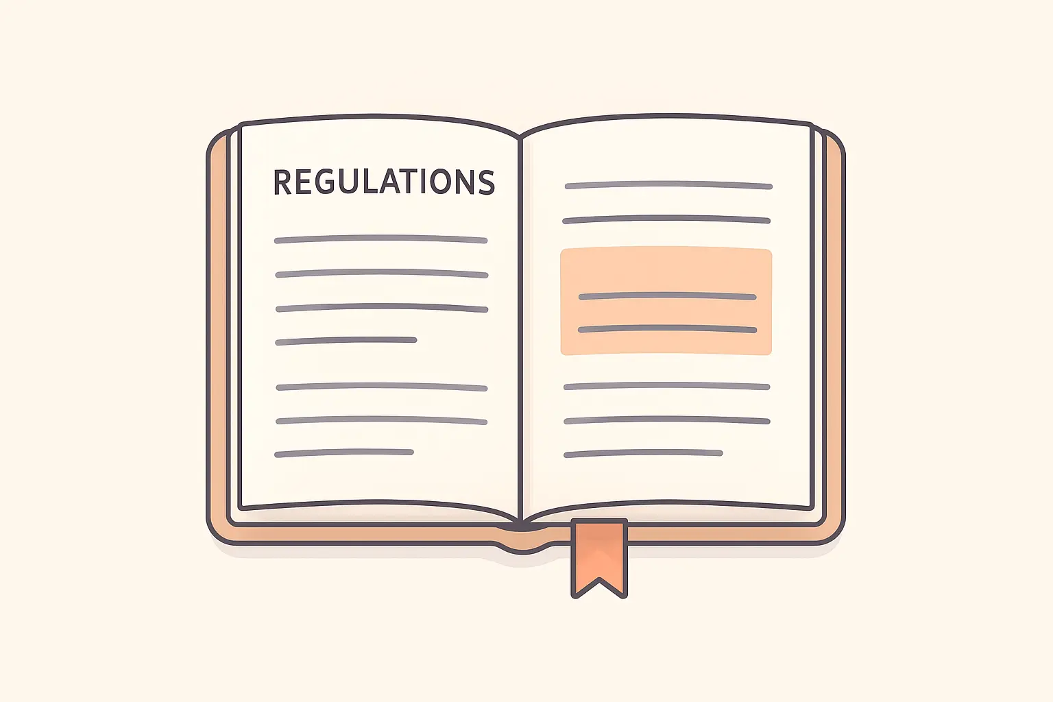 Flat vector illustration of university research degree regulations with a highlighted clause