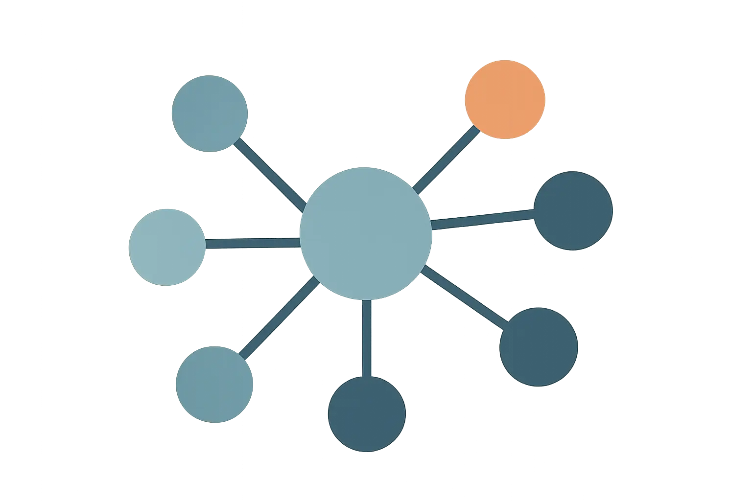Editorial illustration of a branching mind-map diagram representing thesis idea and chapter planning