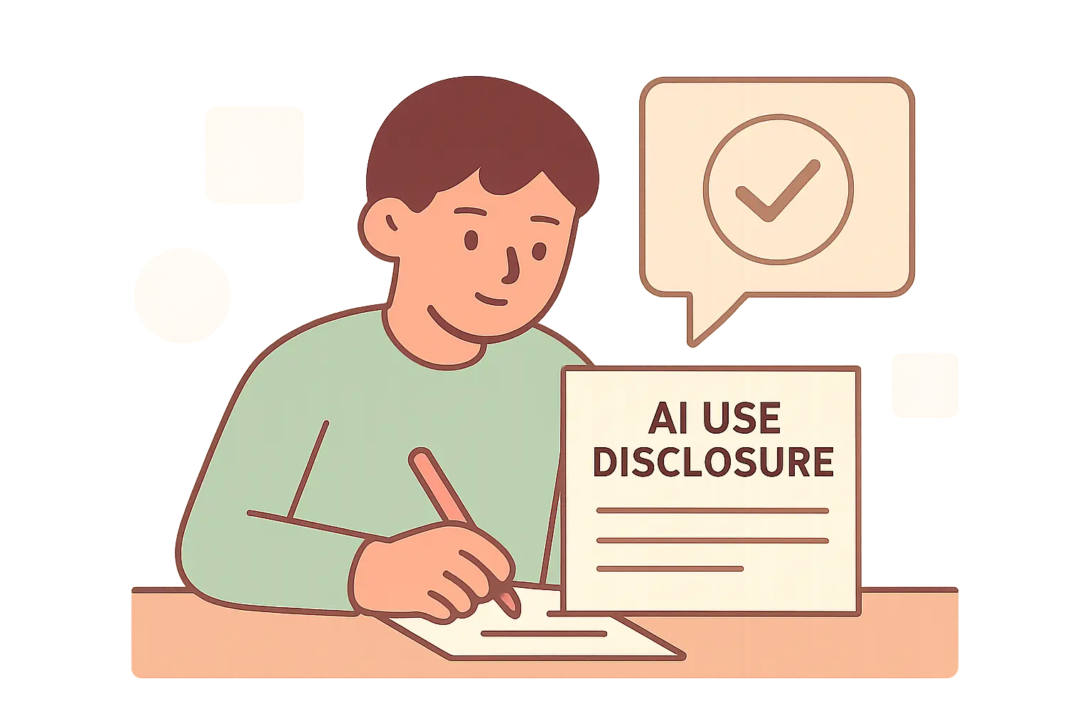 A student writing a clear AI use disclosure statement