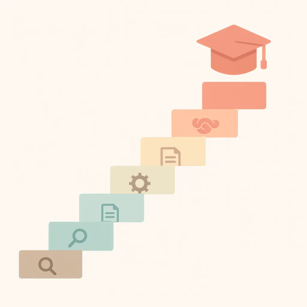 Step-by-step staircase diagram representing the MBA dissertation writing process