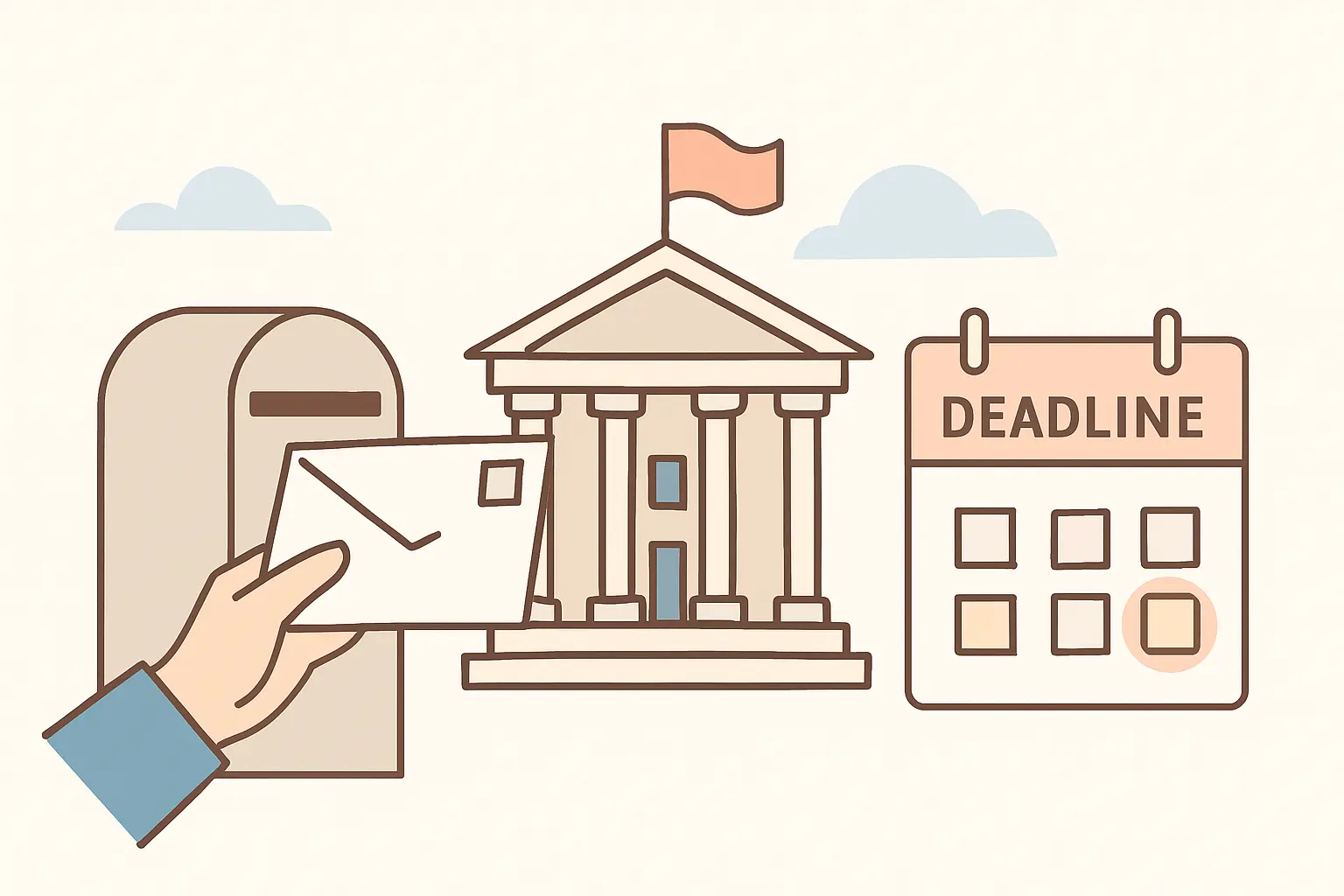 Flat vector illustration of a freedom of information request letter sent to a public authority with a response deadline