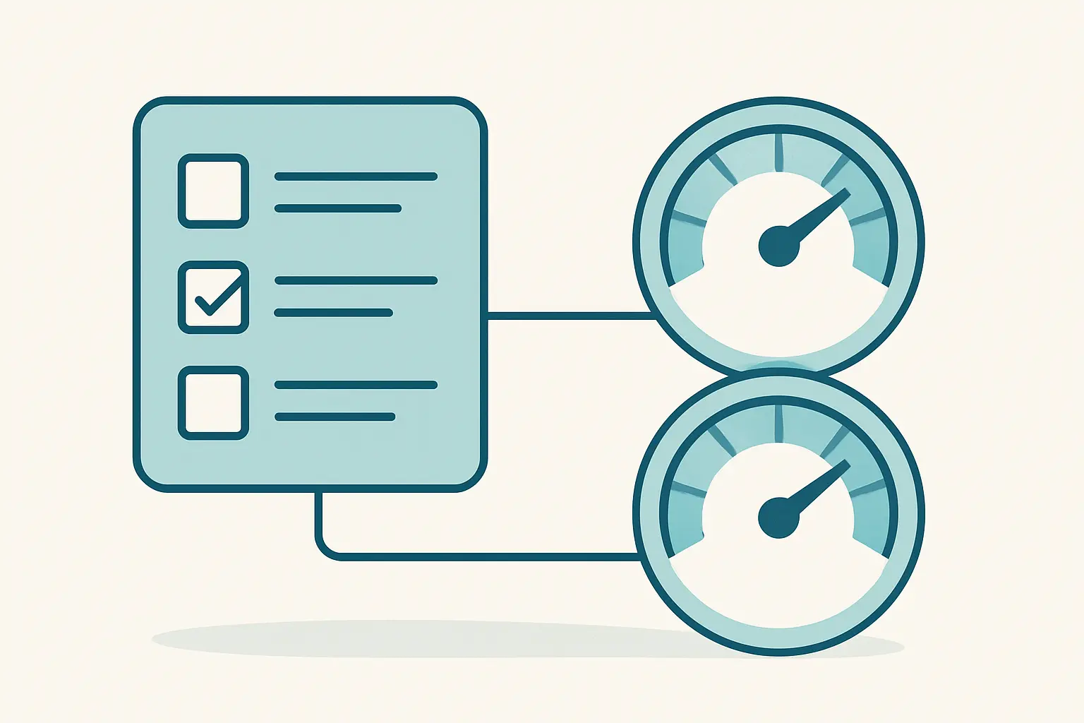 Flat vector illustration of one survey source shifting two separate measures in the same direction