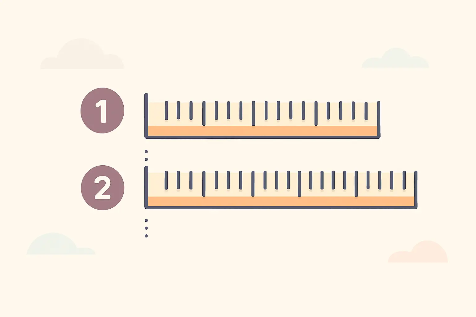 Flat vector diagram of two numbered qualification scales of different lengths aligned by dotted connecting lines