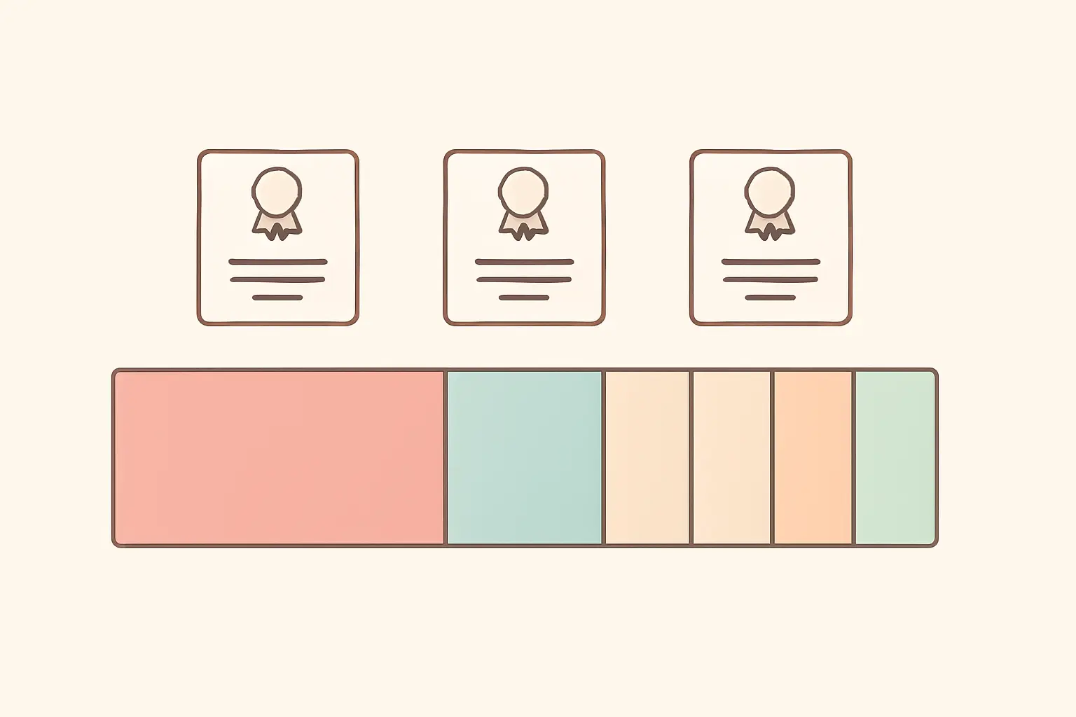 Flat vector stacked bar showing one dominant awarding organisation segment beside several much smaller ones