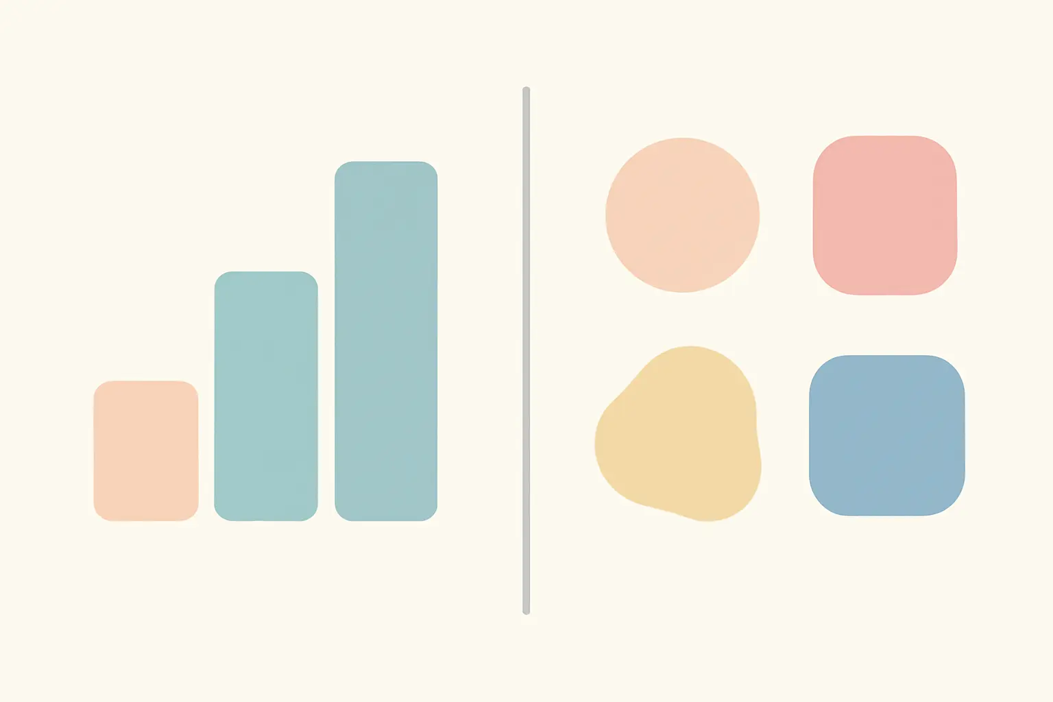 Flat vector illustration contrasting ordered staircase categories with unordered scattered categories
