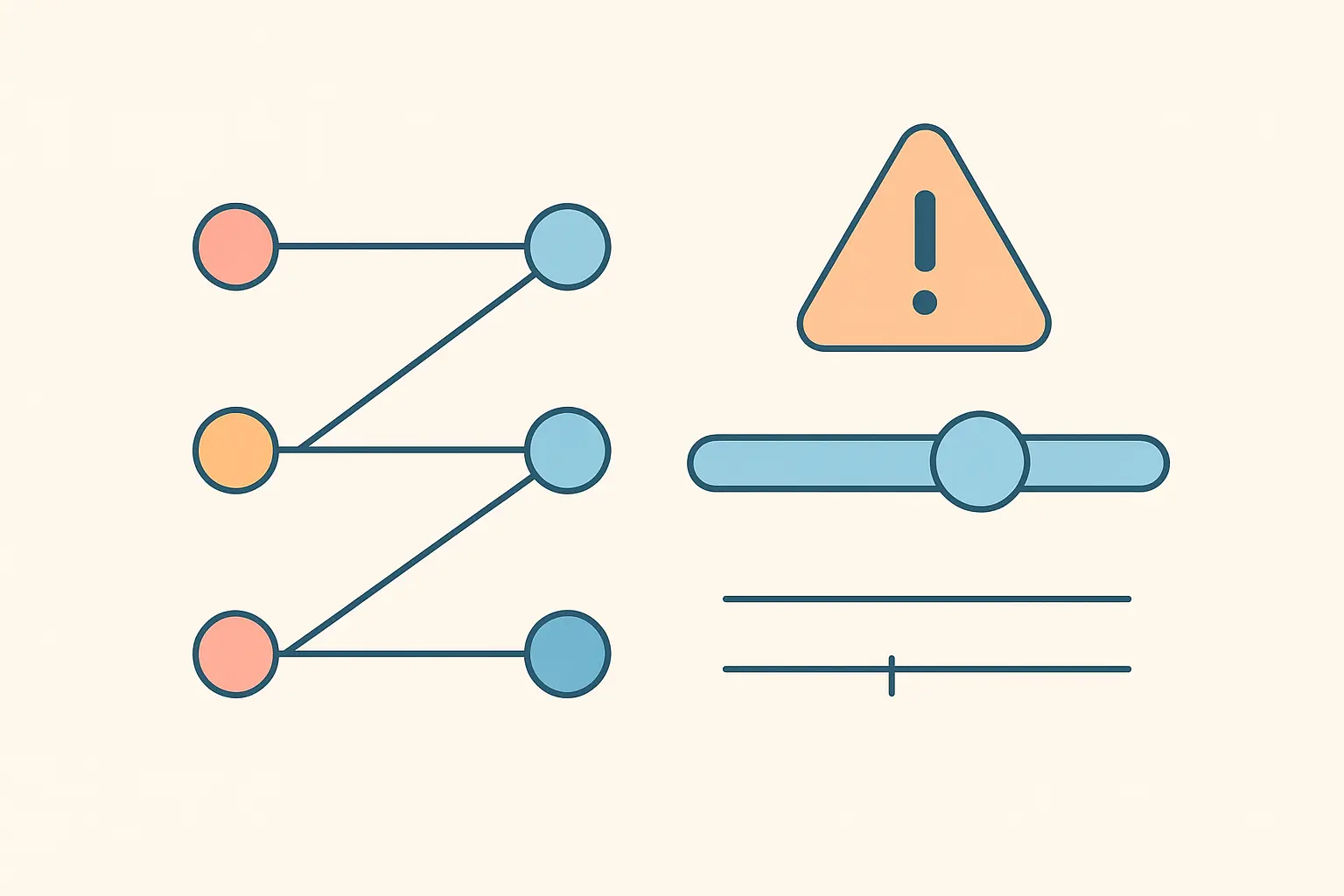 Flat vector illustration of unequal difference variances beside a correction dial being adjusted