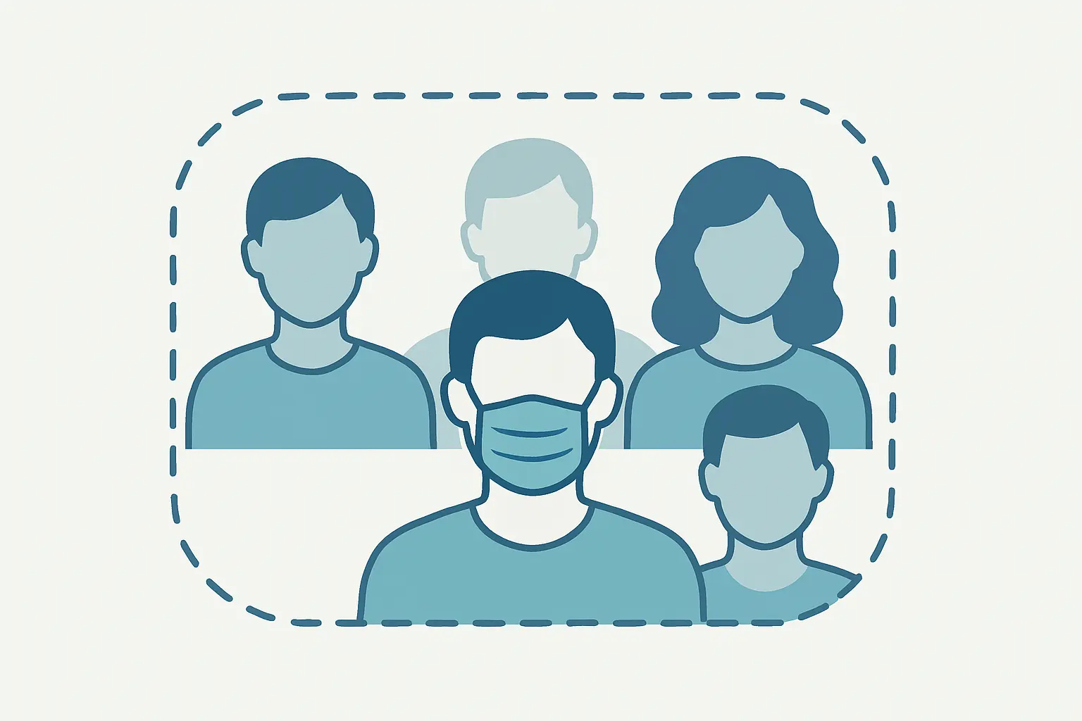 Flat vector illustration of one person still identifiable within a very small anonymised group