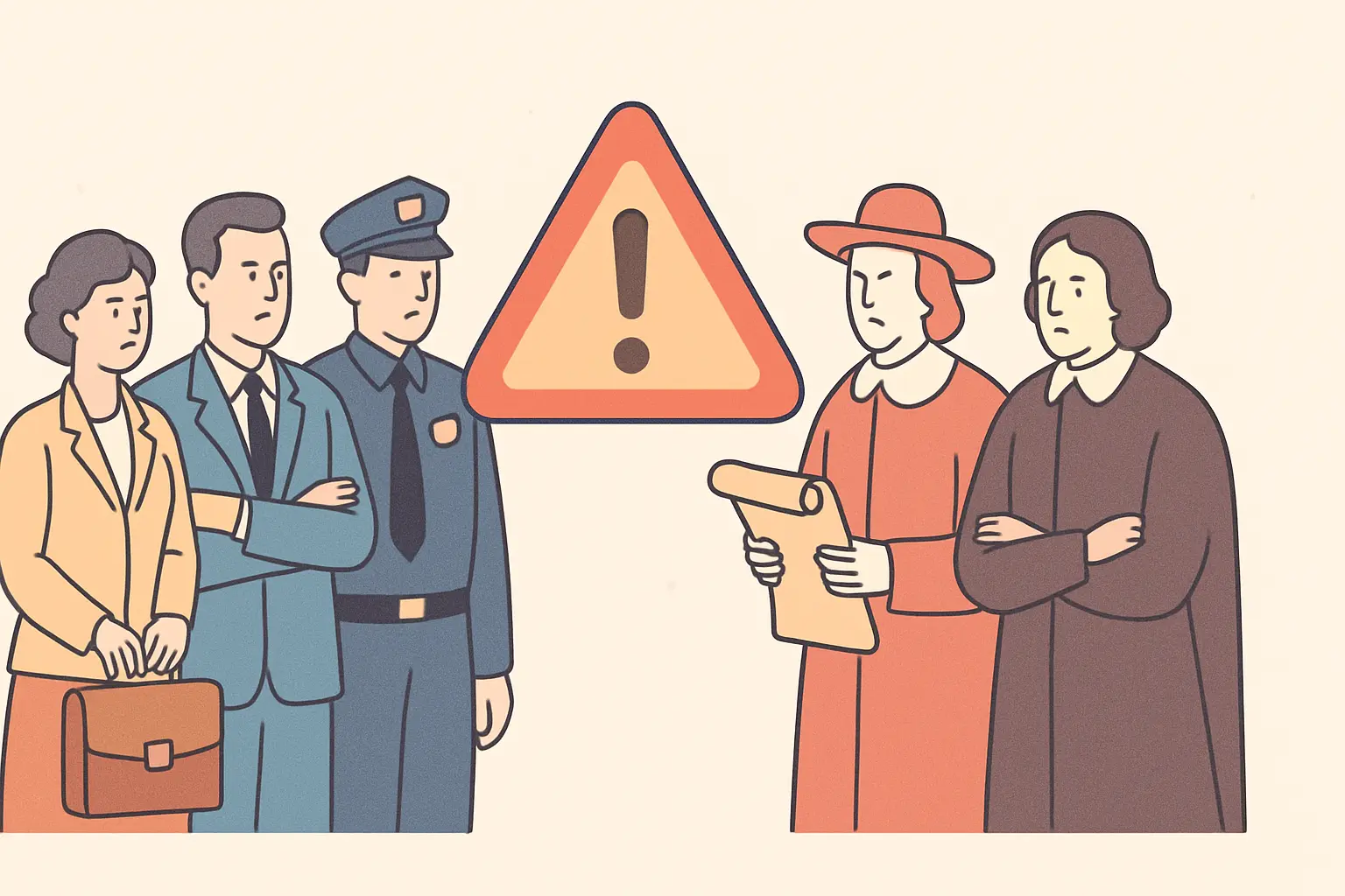 Flat vector illustration warning against comparing case groups from different time periods