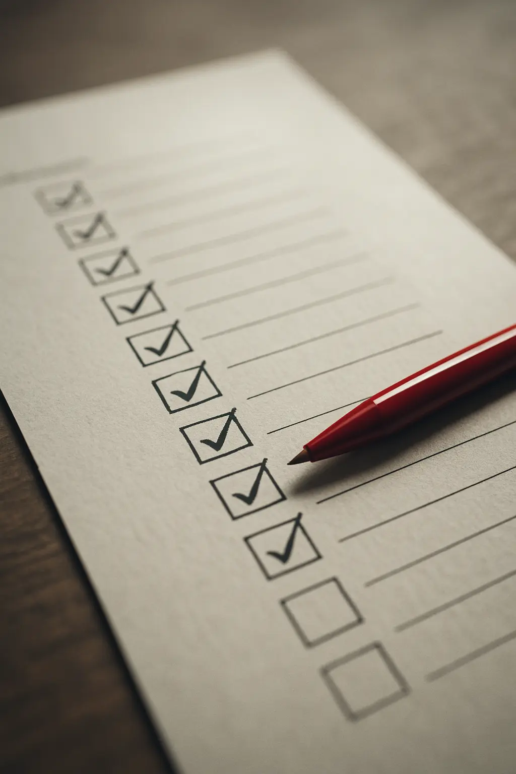 A questionnaire sheet with an entire column of identical ticks in a straight vertical line