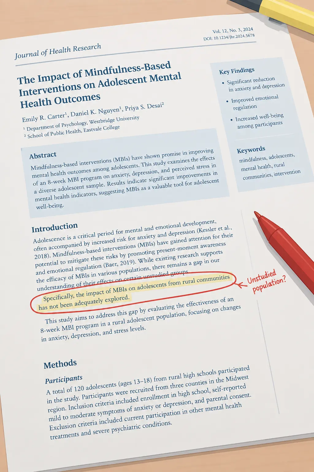 Highlighting a specific unstudied detail in the literature to define a research gap type