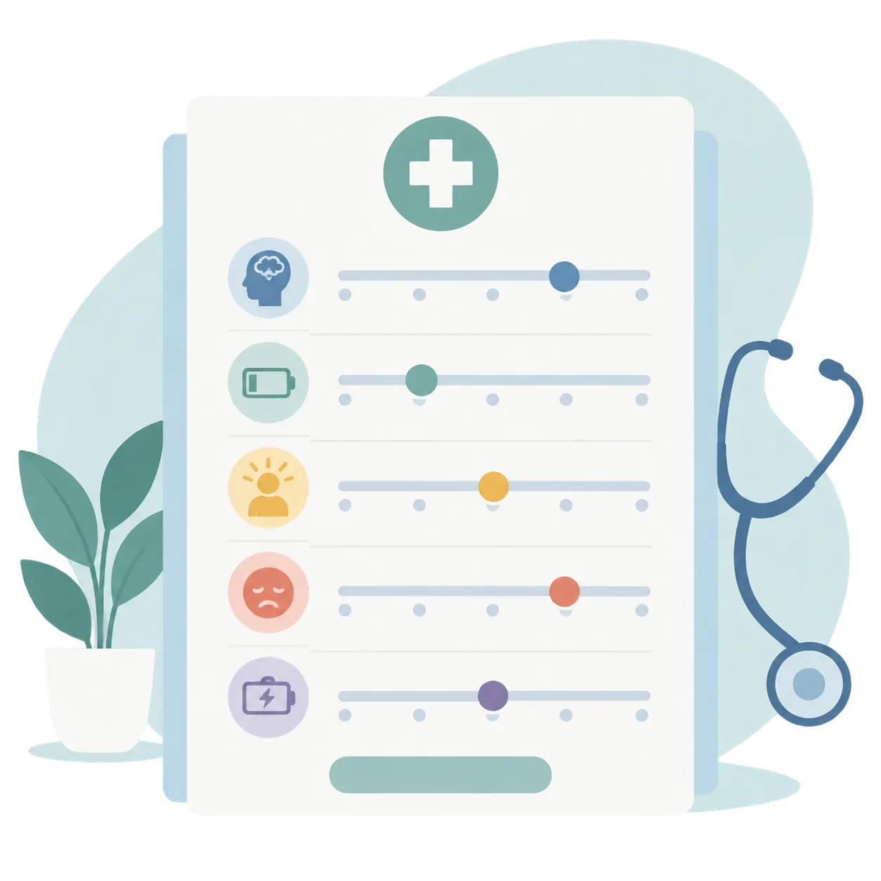 Questionnaire with scale sliders representing a burnout survey for nurses