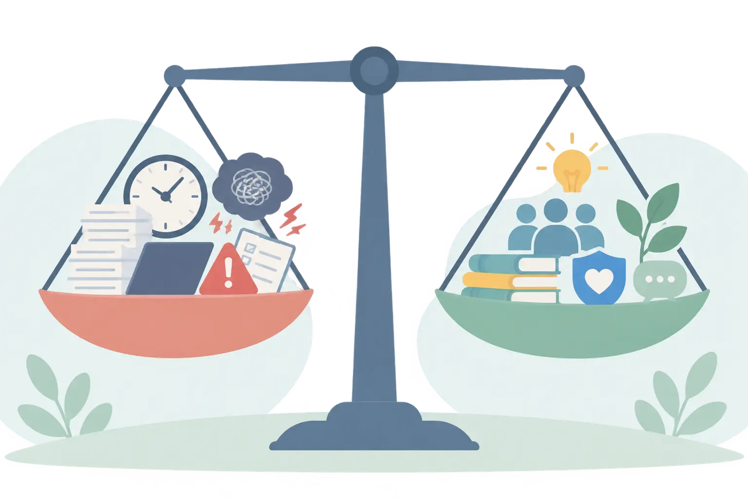 Balance scale with job demands on one side and job resources on the other