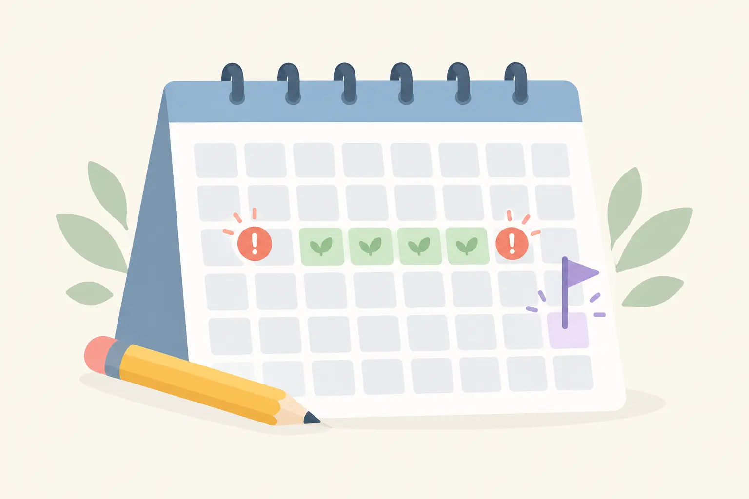 Calendar with a highlighted quiet week between two thesis deadlines marking a quit date
